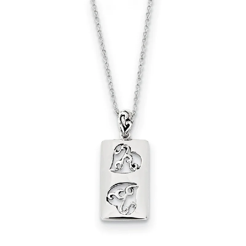 Rhodium Plated Sterling Silver Two Girlfriends Necklace, 18 Inch