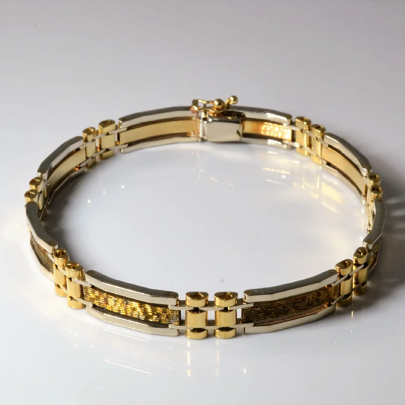 Two Tone Textured Link Bracelet | 8.5" |