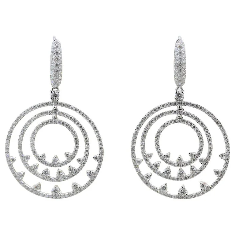 Modern Diamond Gold Triple-Hoop Drop Earrings