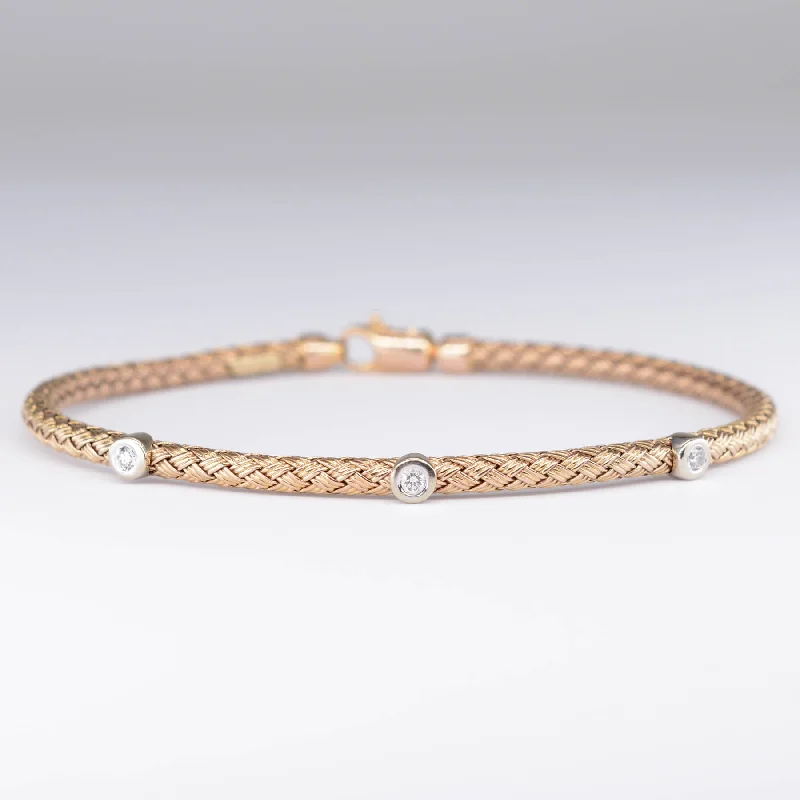 Rose Gold and Diamond 14k Rope Bracelet | 0.06ctw | 7" |