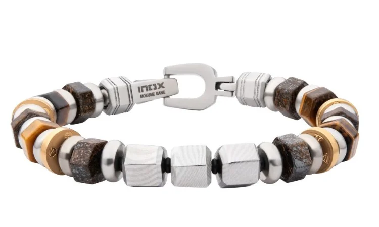 7.75" Mokume Gane, Bronzite and Tiger's Eye Beads   GI: Integrity