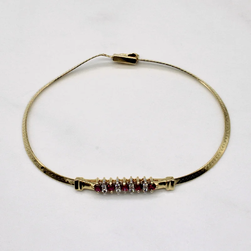 Ruby & Diamond Bracelet | 0.18ctw, 0.08ctw | 7" |