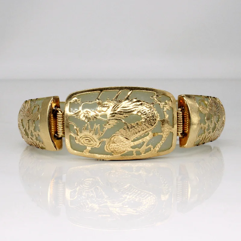 Nephrite Slab Dragon 14k Bracelet | 150.00ctw | 6.75" |