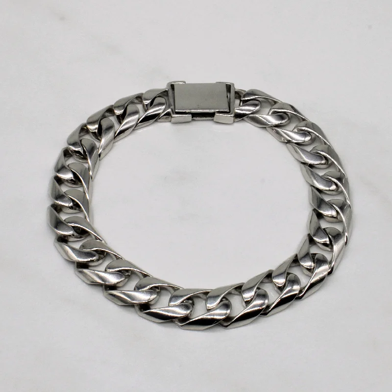 White Gold Cuban Chain Bracelet | 8.5" |