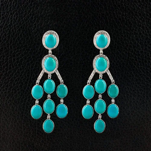 Turquoise & Diamond Dangle Earrings