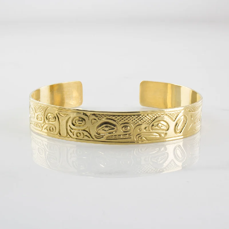 P. Ellis' Haida Totem Art Gold Cuff Bracelet | SZ 6" |