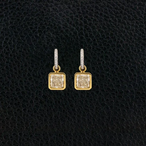 Yellow & White Diamond Earrings