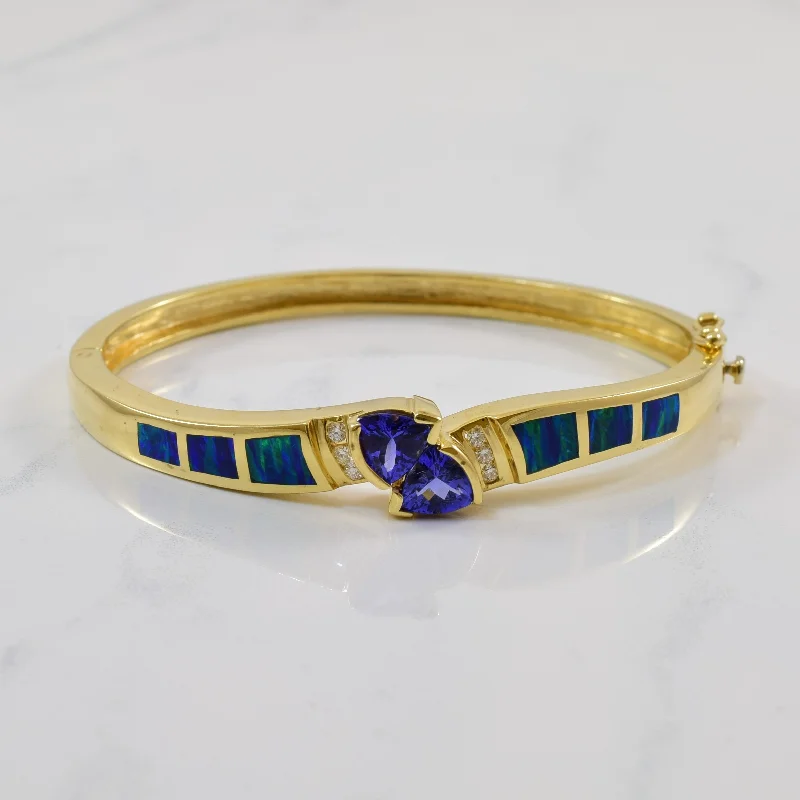 Trillion Tanzanite & Opal Inlay Bracelet | 1.50ctw, 2.00ctw, 0.12ctw | 7" |