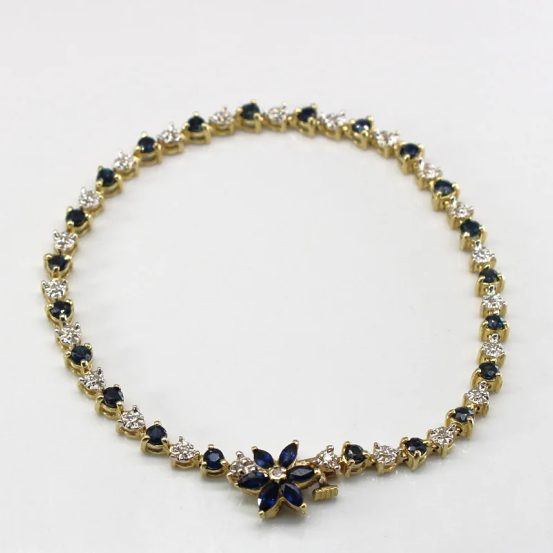 Sapphire & Diamond Chain Bracelet | 1.70ctw | 0.07ctw | 7"|