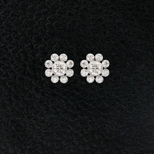 Diamond Flower Earrings