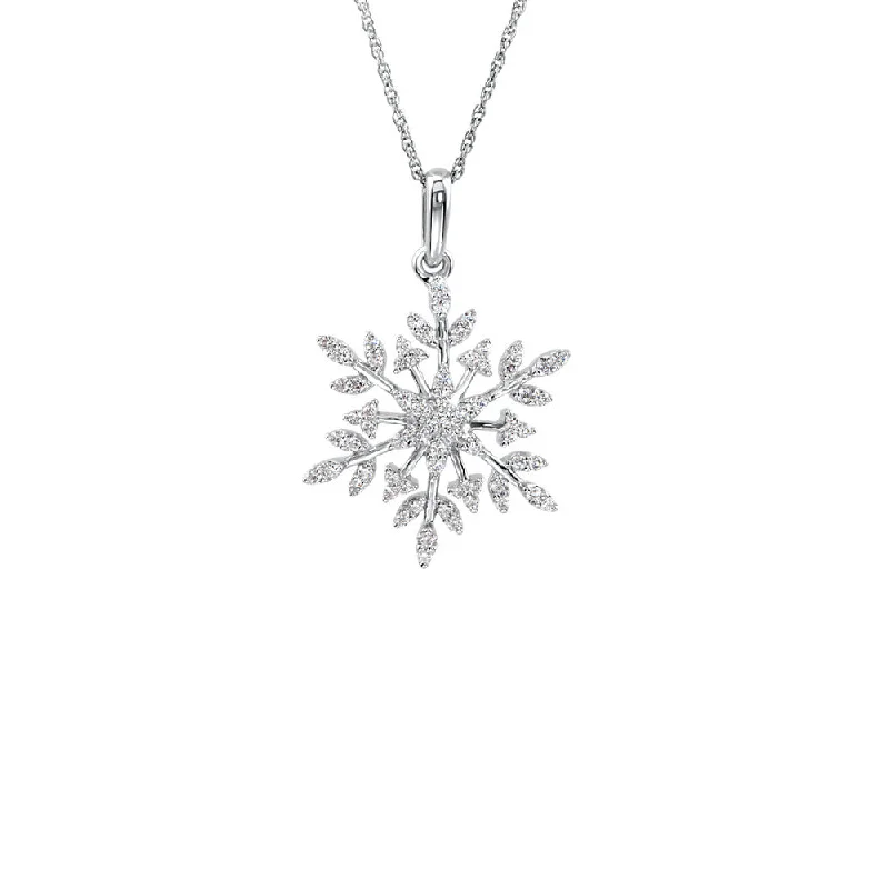 19mm Cubic Zirconia Snowflake Necklace in Sterling Silver, 18 Inch