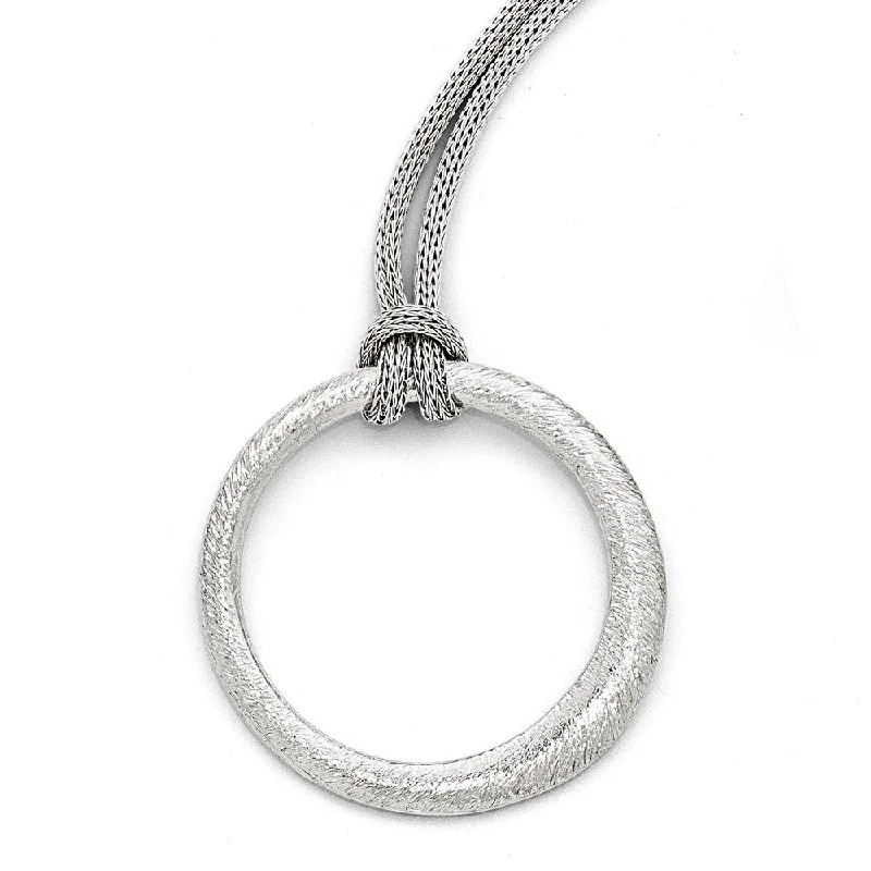 Knotted Asymmetrical Circle Necklace in Sterling Silver, 18 Inch