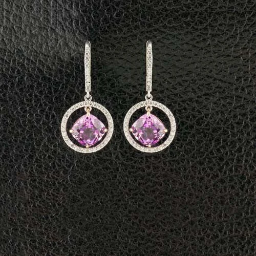 Kunzite & Diamond Dangle Earrings