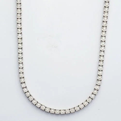 10KW 3.00CTW ILLUSION DIAMOND TENNIS NECKLACE