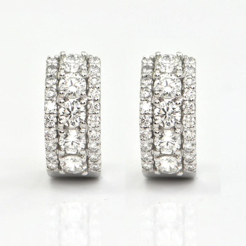 1.66CT Diamond Three Row Hoop earrings