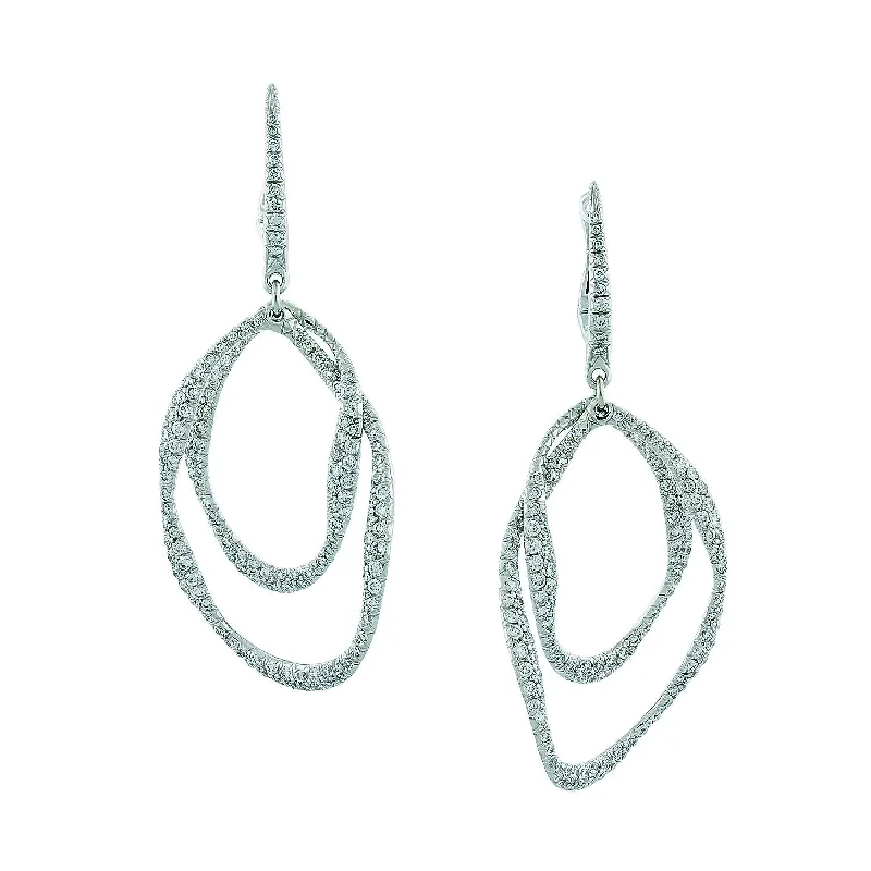 Diamond Double Hoop Drop Earrings