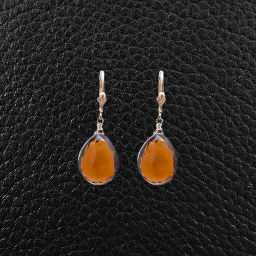 Whiskey Quartz Dangle Earrings