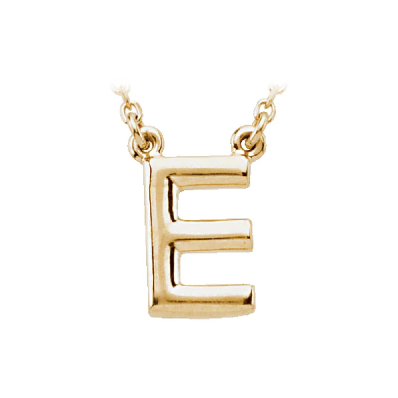 14K Yellow Gold, Kendall Collection, Block Initial E Necklace, 16 Inch