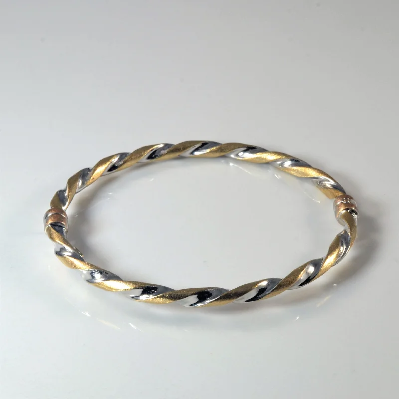 Two Tone Twisted Gold Bangle | 7" |