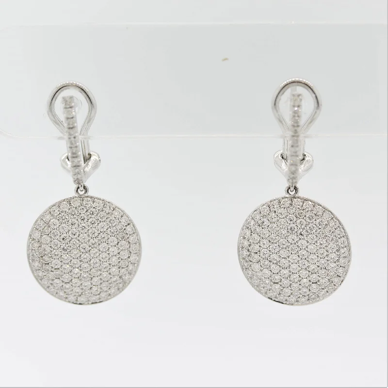 Diamond Disk Gold Drop Earrings