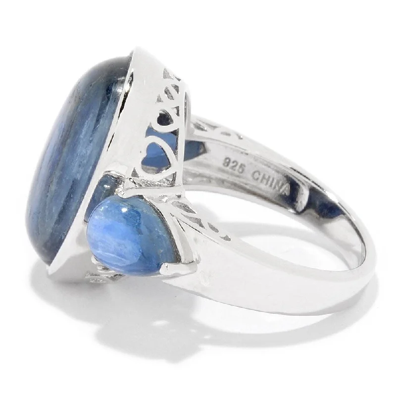 Sterling Silver Multi Shape Kyanite 3-Stone Ring