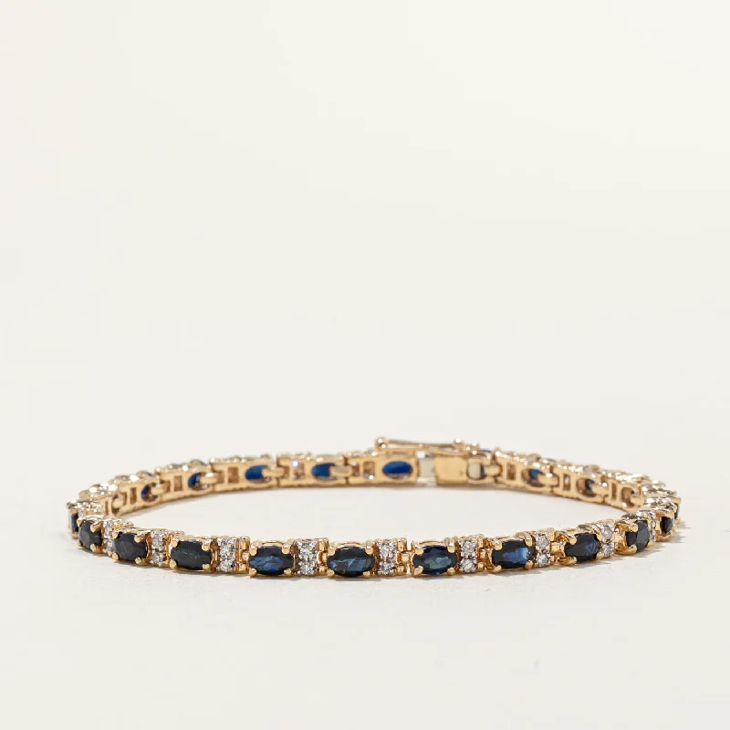 Sapphire & Diamond Tennis Bracelet | 5.50ctw, 0.40ctw | 7" |