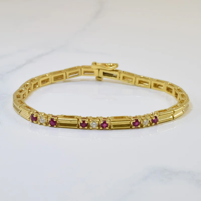 Ruby & Diamond Station Bracelet | 0.36ctw, 0.15ctw | 7.25" |