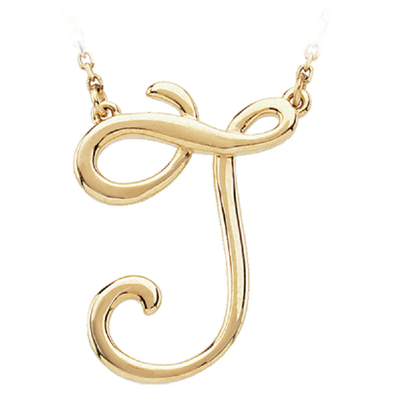 14k Yellow Gold, Olivia Collection, Medium Script Initial J Necklace