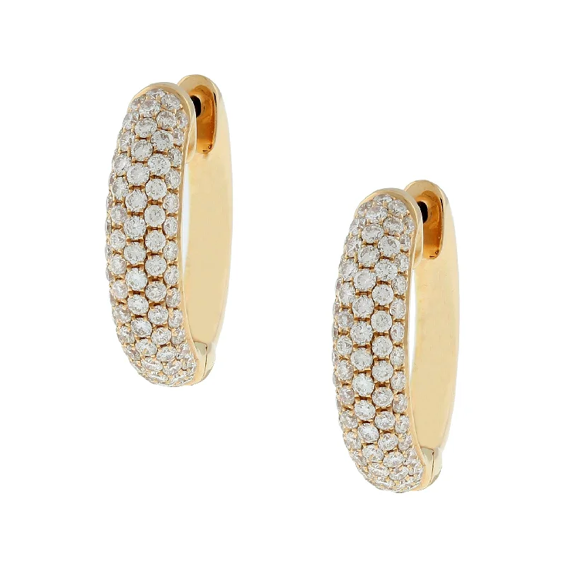 Diamond Gold Oval Hoop Earrings