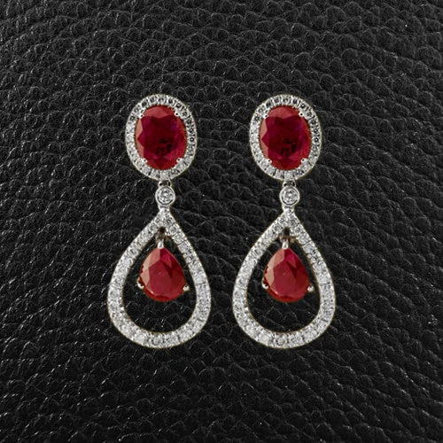 Ruby & Diamond Dangle Earrings