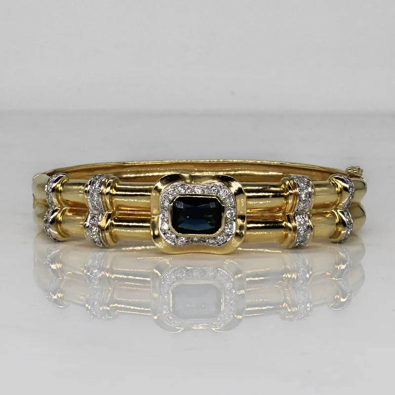 Step Cut Sapphire & Diamond Cuff Bracelet | 2.70ct, 1.00ctw |