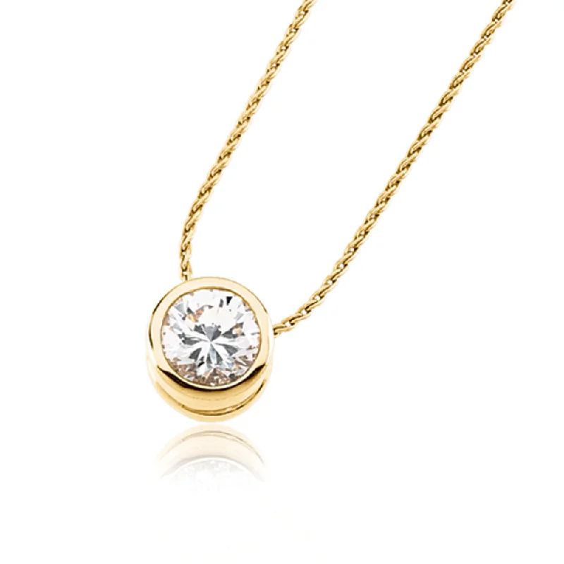 Bezel Set Solitaire 14k Yellow Gold Slide with Cubic Zirconia