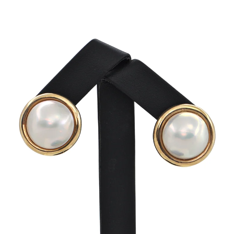 Vintage Mabe Pearl 14k Gold Earrings