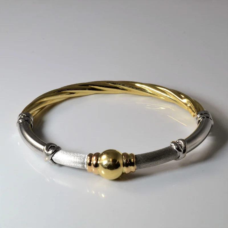 Two Tone Gold Ball Bangle | 7" |