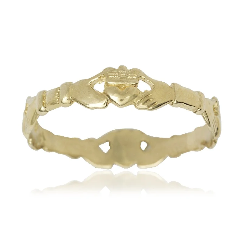 Women's 14k Yellow Gold Claddagh Celtic Thumb Ring