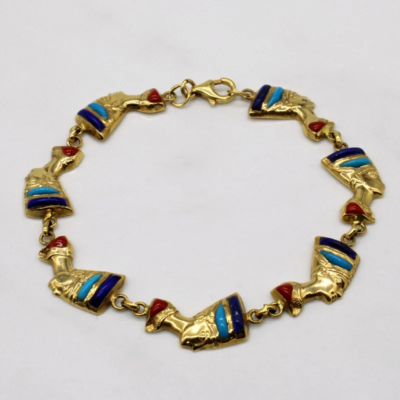 Mixed Gem Nefertiti Bust Bracelet | 2.07ctw | 8" |