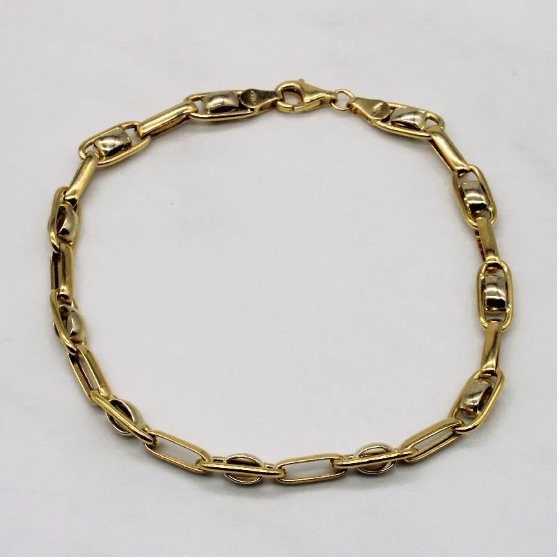 Yellow Gold Elongated Link Bracelet | 8" |