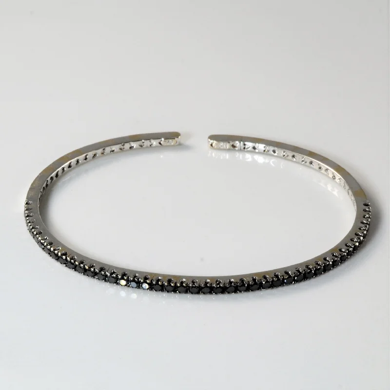 Pave Black Diamond Bangle Bracelet | 0.88ctw | 7" |