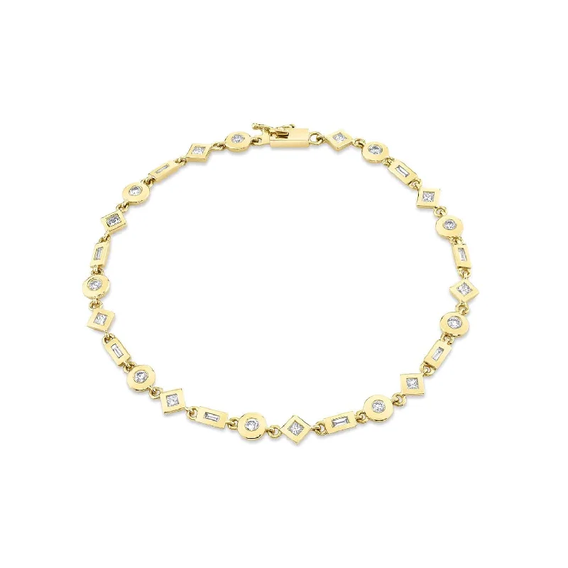 Mixed Shape Bezel Tennis Bracelet BR410