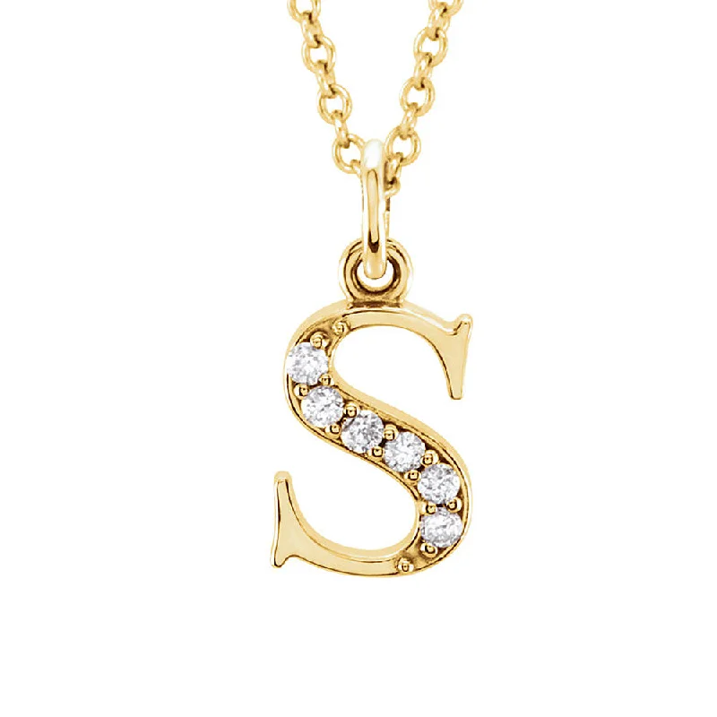 The Abbey 14k Yellow Diamond Lower Case Initial 's' Necklace 16 Inch