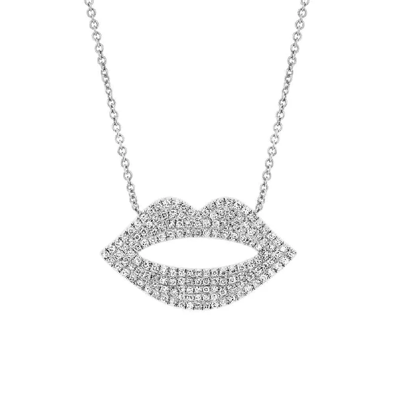 14KT GOLD 0.36 CTW DIAMOND PAVÉ LIPS NECKLACE