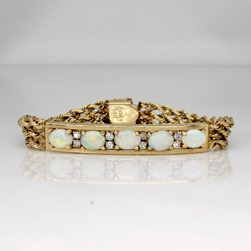 Opal & Diamond 14k Bracelet | 0.32ctw | 6.5" |