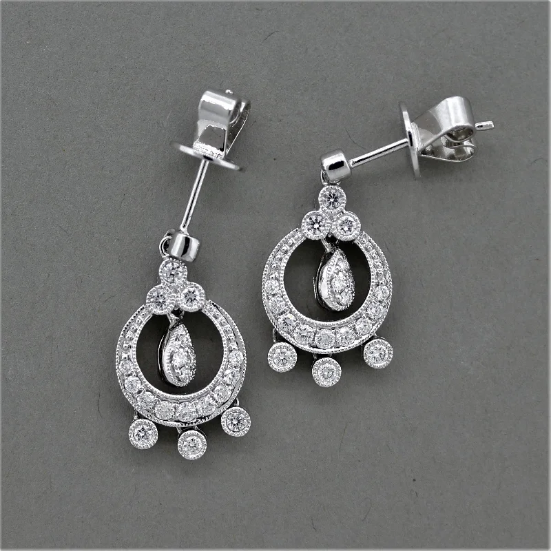 Diamond Dangle Gold Drop Earrings