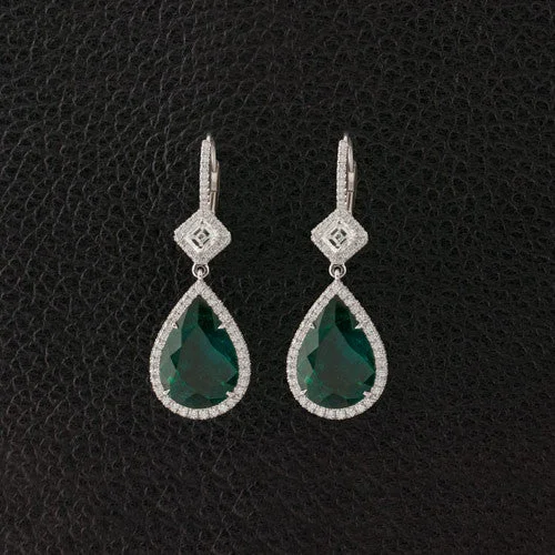 Emerald & Diamond Dangle Earrings