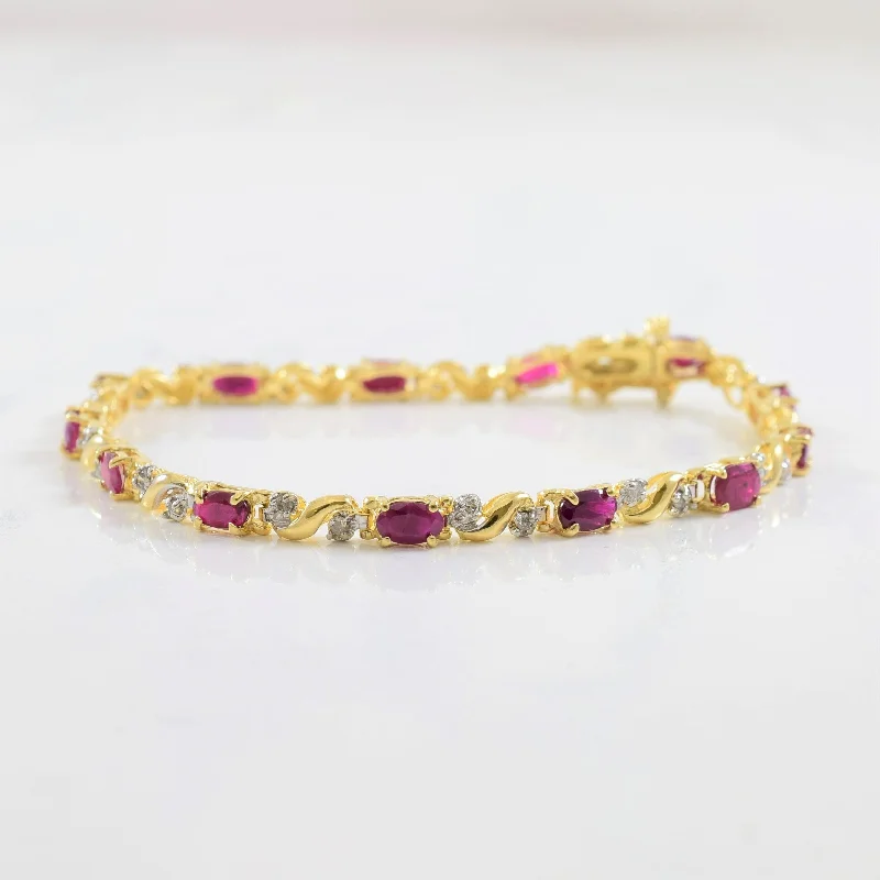 Ruby & Diamond Tennis Bracelet | 0.26ctw, 3.00ctw | 7" |