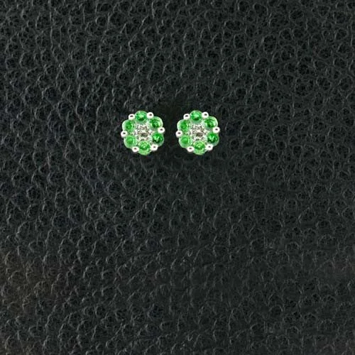 Tsavorite & Diamond Flower Earrings