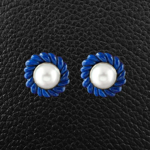 Lapis & Pearl Estate Tiffany Earrings