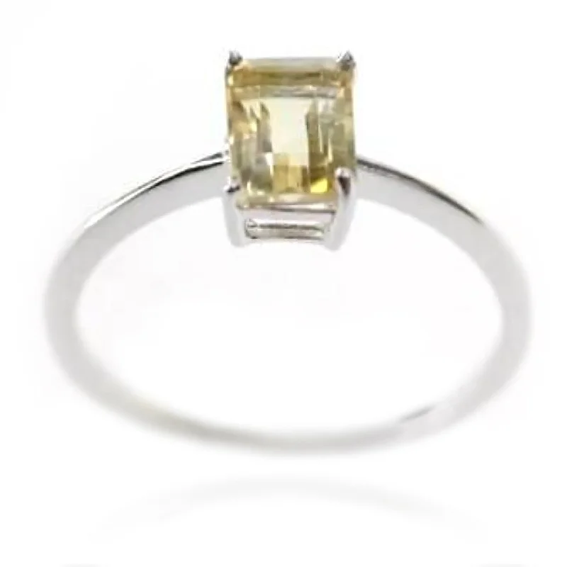 925 Sterling Silver Citrine Gemstone Solitaire Ring