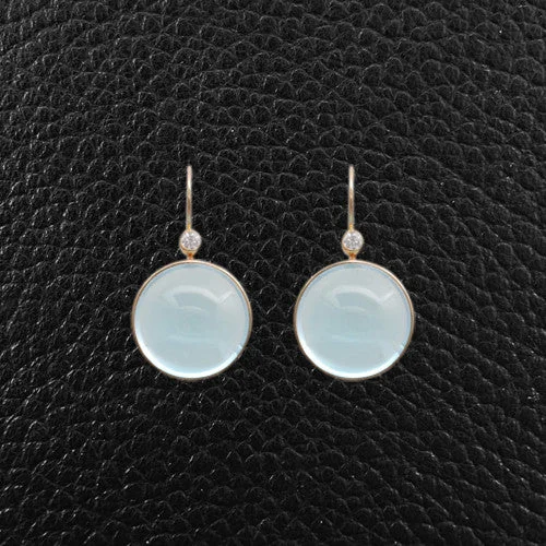 Cabochon Blue Topaz & Diamond Earrings