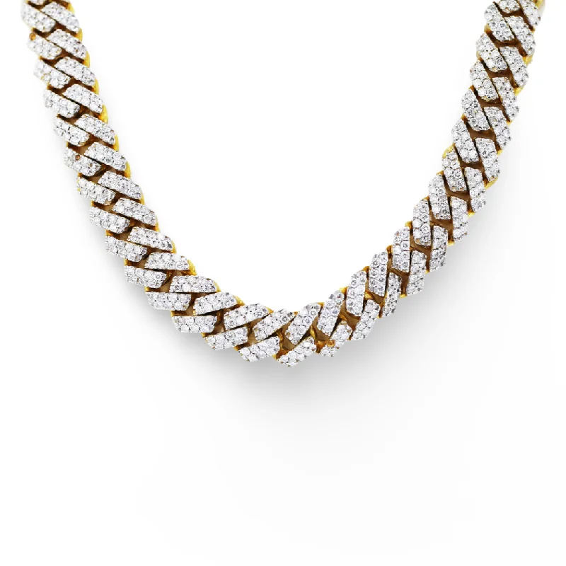 MEN'S 14KT YELLOW GOLD 9.50CTW DIAMOND CUBAN LINK NECKLACE